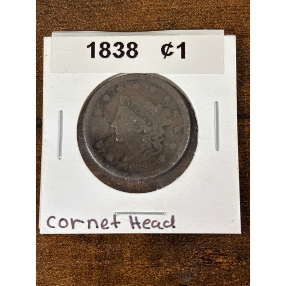 1838 US Coronet Head Large Cent Matron Head One Cent Copper Coin